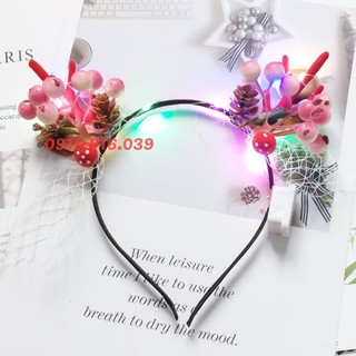 Cài tóc giáng sinh bờm tóc noel có đèn