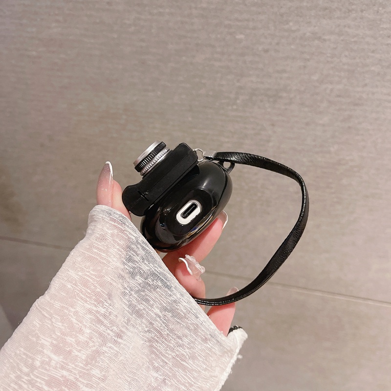 Vỏ Bảo Vệ Hộp Sạc Tai Nghe Pro 6 Mềm Hình Máy Ảnh 3D Có Đèn Và Dây Đeo