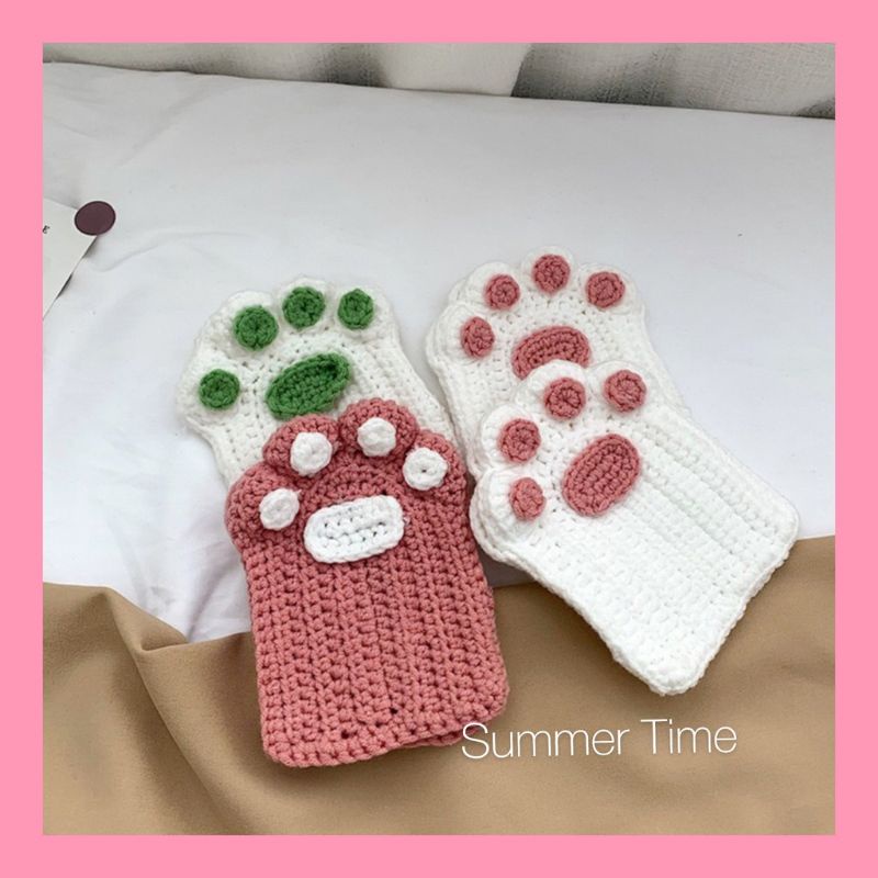 GĂNG TAY BÀN CHÂN MÈO BẰNG LEN HANDMADE