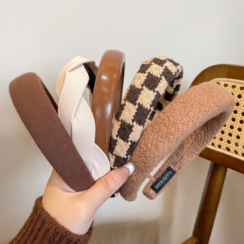 Băng Đô Cài Tóc Bản Rộng Màu Nâu Cà Phê Thời Trang Hàn Quốc 2022