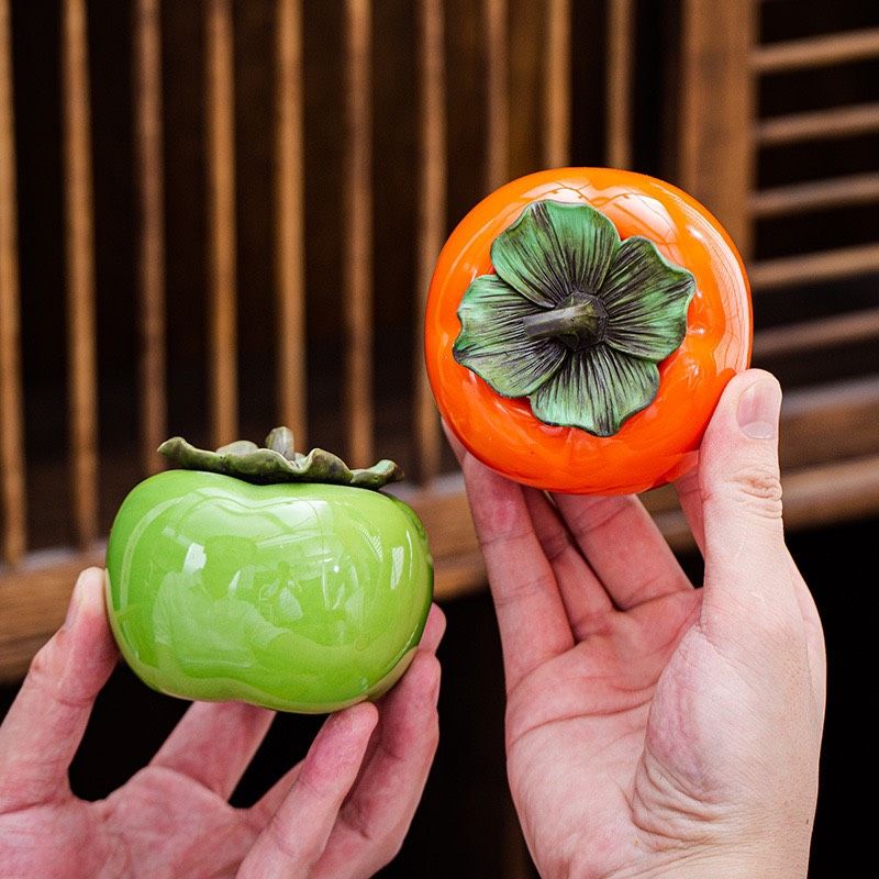 Hũ Đựng Gia Vị,Bánh kẹo Quả Hồng Xanh Đỏ Gốm Sứ Cao Cấp