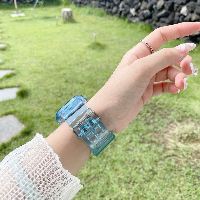 Ốp Silicone Trong Suốt Có Dây Đeo Cho Đồng Hồ Apple iWatch series 8 3 6 se 7 44mm 40mm 45mm 41mm 42mm 38mm