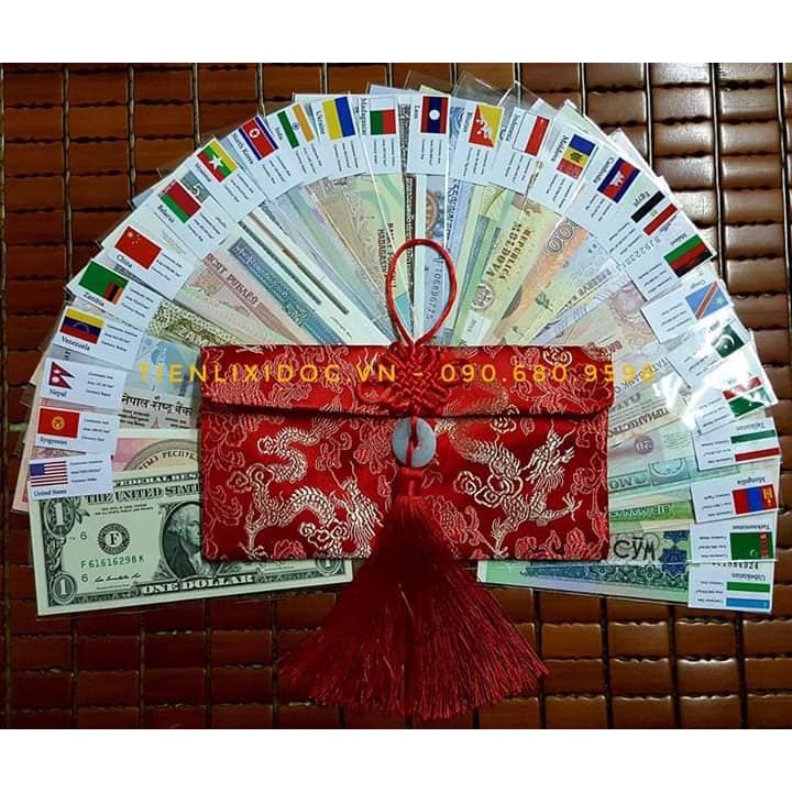 Sỉ Bộ Tiền 52 Tờ 28 Nước Kỷ Niệm Lì Xì Tết 2023, Kèm Túi Gấm Cực Đẹp Như Hình