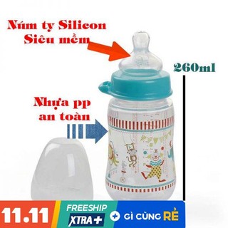 Bình sữa cổ rộng nip nhựa pp 260ml