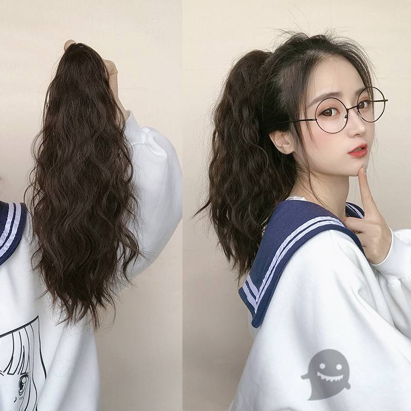 (Hàng Có Sẵn) Tóc Giả Ngắn Xoăn Đuôi Ngựa Cỡ Nhỏ / Trung Bình / Kẹp Tóc Ngắn Xoăn Tự Nhiên Có Dây Buộc Tóc Đuôi Ngự
