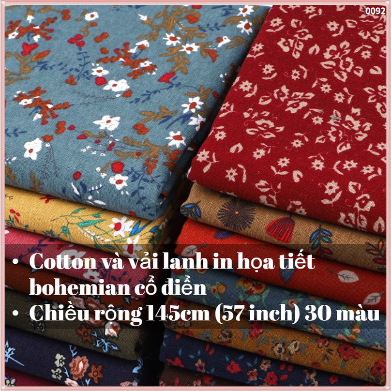 Vải Cotton Lanh In Họa Tiết Thổ Cẩm Phong Cách Bohemian Dùng May Váy / Váy Thủ Công DIY
