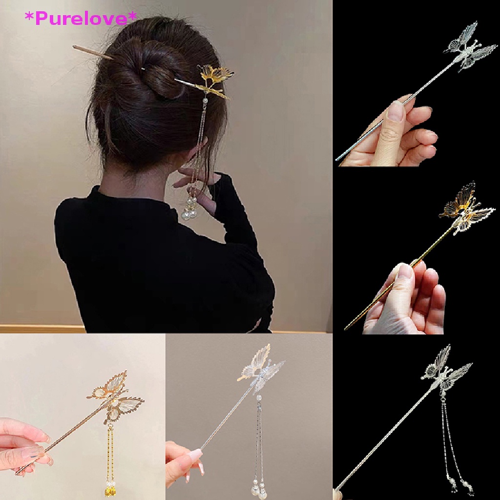 Kẹp Tóc Hình Chuồn Chuồn Phối Tua Rua Phong Cách Cổ Điển Cho Cô Dâu Mới