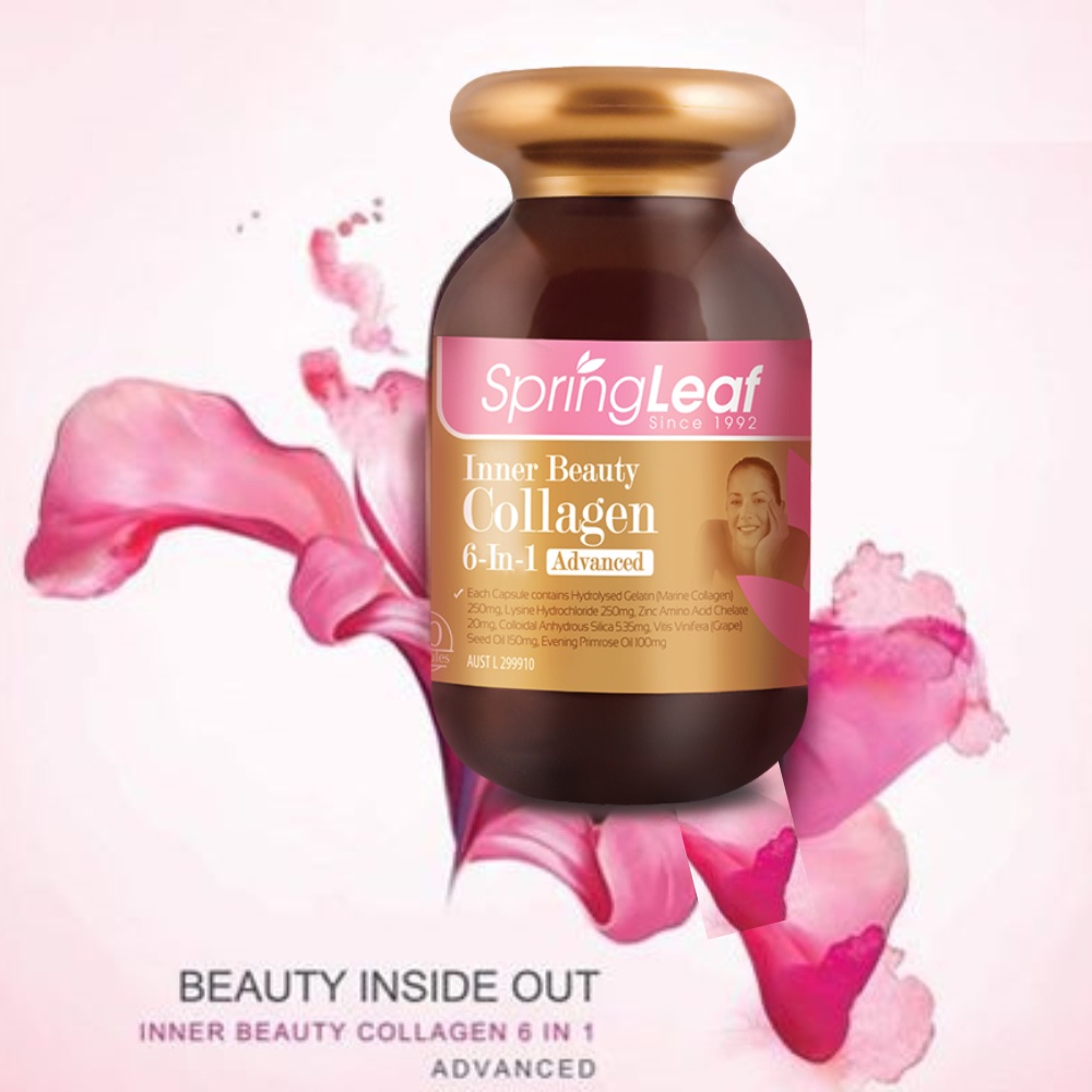 Viên uống Collagen 6 in 1 Spring Leaf Inner Beauty 90 Viên Úc, Viên uống hỗ trợ làm đẹp Collagen 6in1