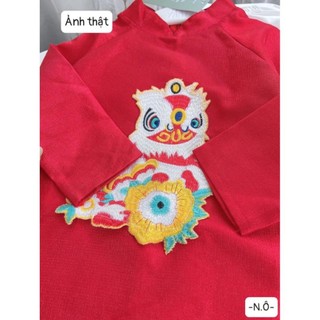 ÁO DÀI ĐỎ THÊU LÂN KÈM BỜM TÓC CHO BÉ