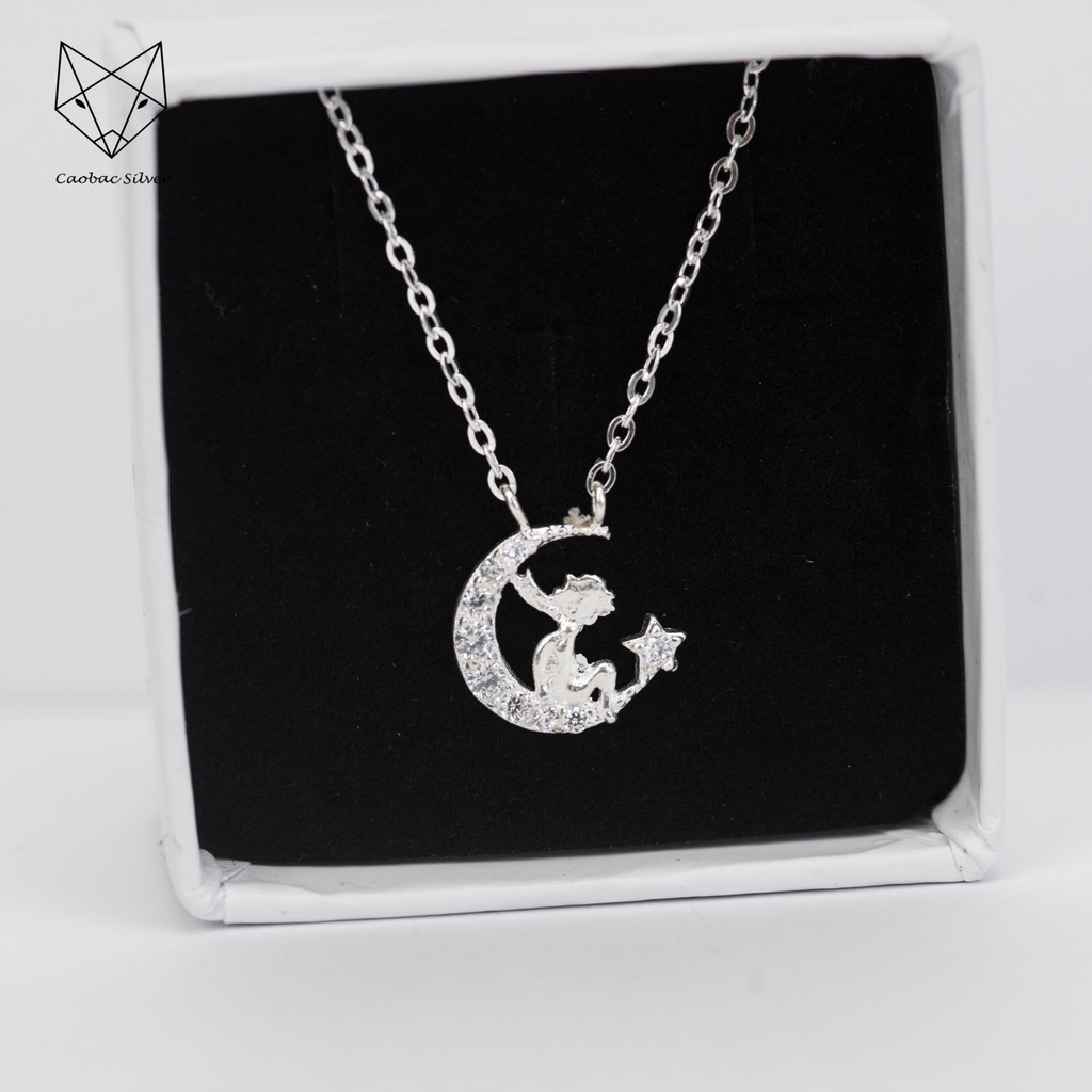 Dây Chuyền Bạc Ta Cao Cấp CaoBac Silver Thiết Kế Trăng Sao Hoạ Tiết Hình Người Độc Đáo, Mới Mẻ Dành Cho Bạn Gái