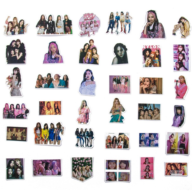 Combo Sticker BLACK PINK nhựa PVC không thấm nước, dán nón bảo hiểm, laptop, điện thoại, Vali, xe