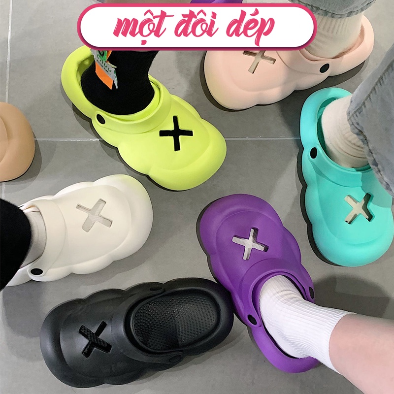 Dép Crocs Đế Bánh Mì Đi Trong Nhà Năng động Cá tính Phong cách ulzzang Hàn Quốc