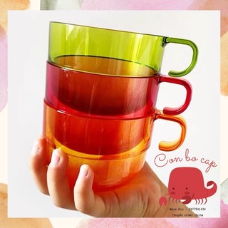 Set cốc chén nhựa uống nước có quai cầm 190ml chính hãng an toàn cho người sử dụng