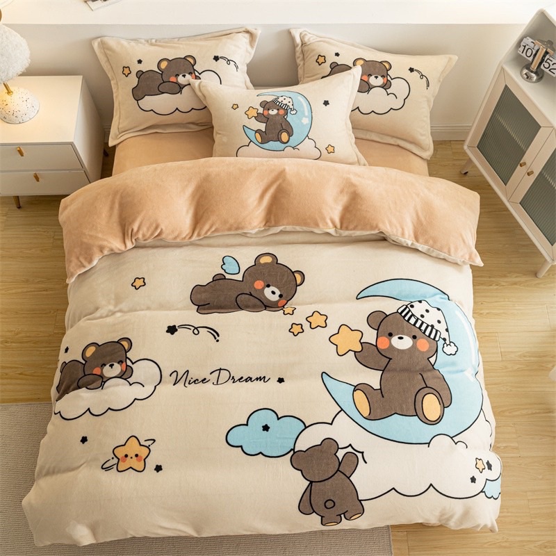 Set ga nỉ nhung 3D IGUN BEDDING siêu dày dặn, mềm mịn