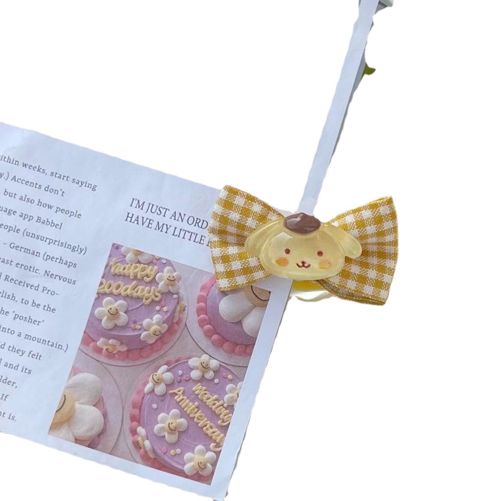 B &amp; M Sanrio mymelody Kuromi Cinnamon Pompom Purin Pochacco Kẹp Tóc Nơ Vải Kẻ Sọc Caro Ngọt Ngào Dễ Thương Cho Bé Gái