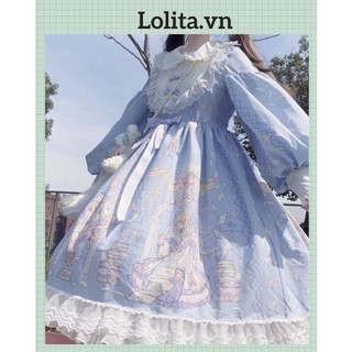 Váy lolita xanh in hình thủy thủ mặt trăng dễ thương, VIDEO TỰ QUAY