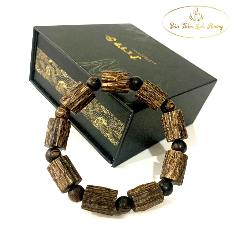 Vòng Trầm Hương Sánh Chìm Hạt Đốt Trúc Khắc Phong Thủy Đeo Tay Tự Nhiên 8 10 - 12 - 14mm Cao Cấp Quà Tặng Nam Nữ