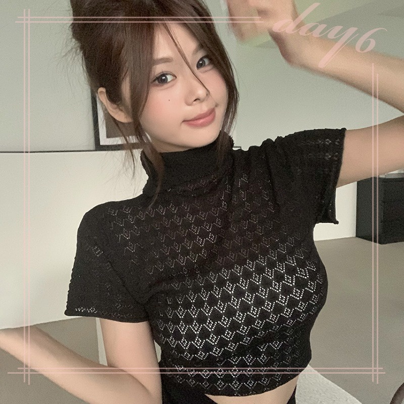 Áo Thun Croptop Tay Ngắn Màu Sắc Đơn Giản Quyến Rũ Cho Nữ