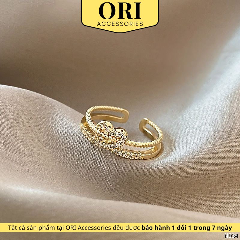 Nhẫn Nữ Freesize trái tim Lovely Heart tinh tế thời trang ORI ACCESSORIES N034