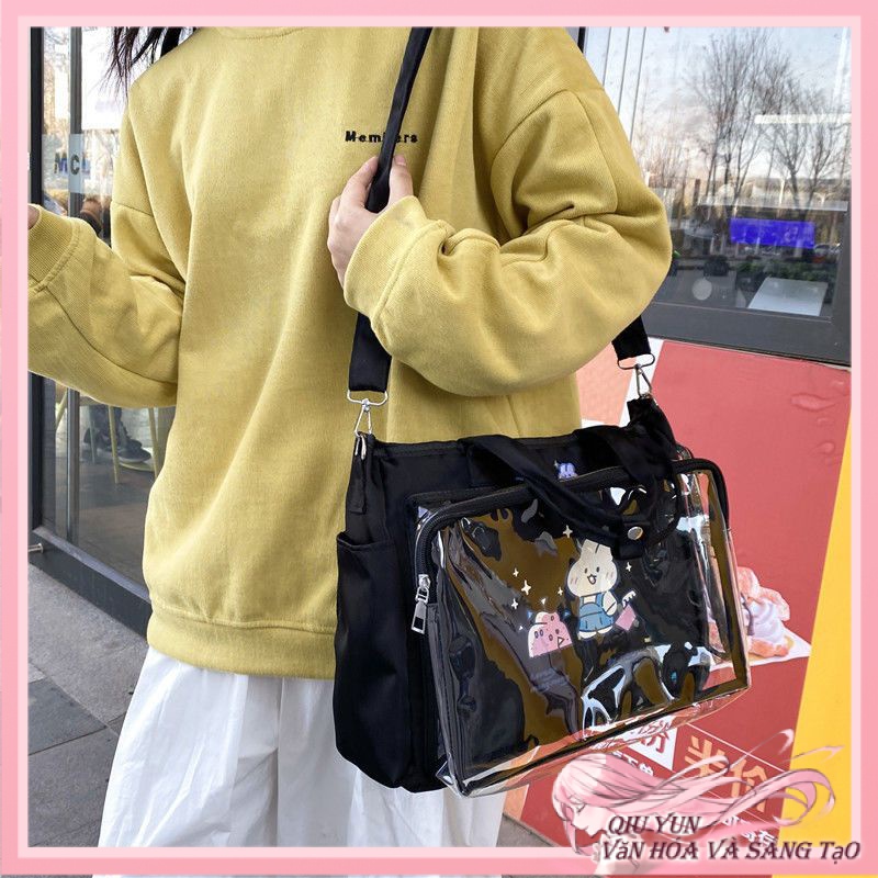 【Còn hàng】 Ba lô trong suốt ba lô túi wego Nhật Bản dễ thương dung tích lớn túi jk túi của phụ nữ mới phiên bản Hàn Quốc túi xách đeo vai đơn trong suốt，túi xách nữ，Balo