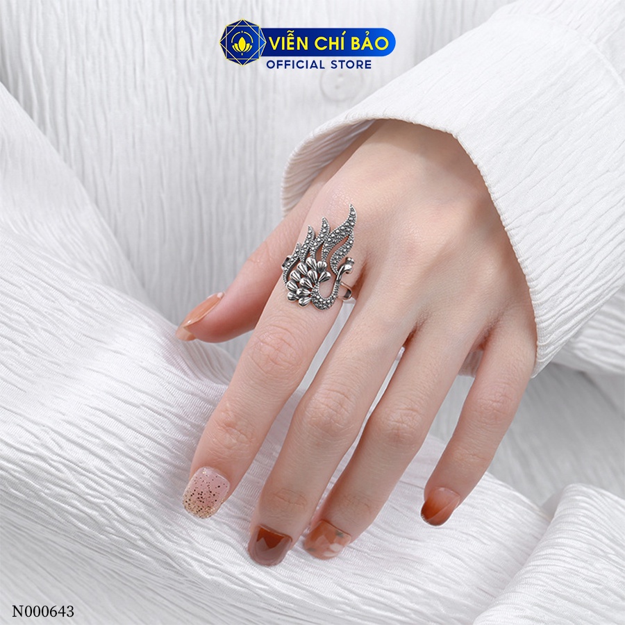 Nhẫn khổng tước chất liệu bạc Thái 925 thời trang phụ kiện trang sức nữ Viễn Chí Bảo N000643