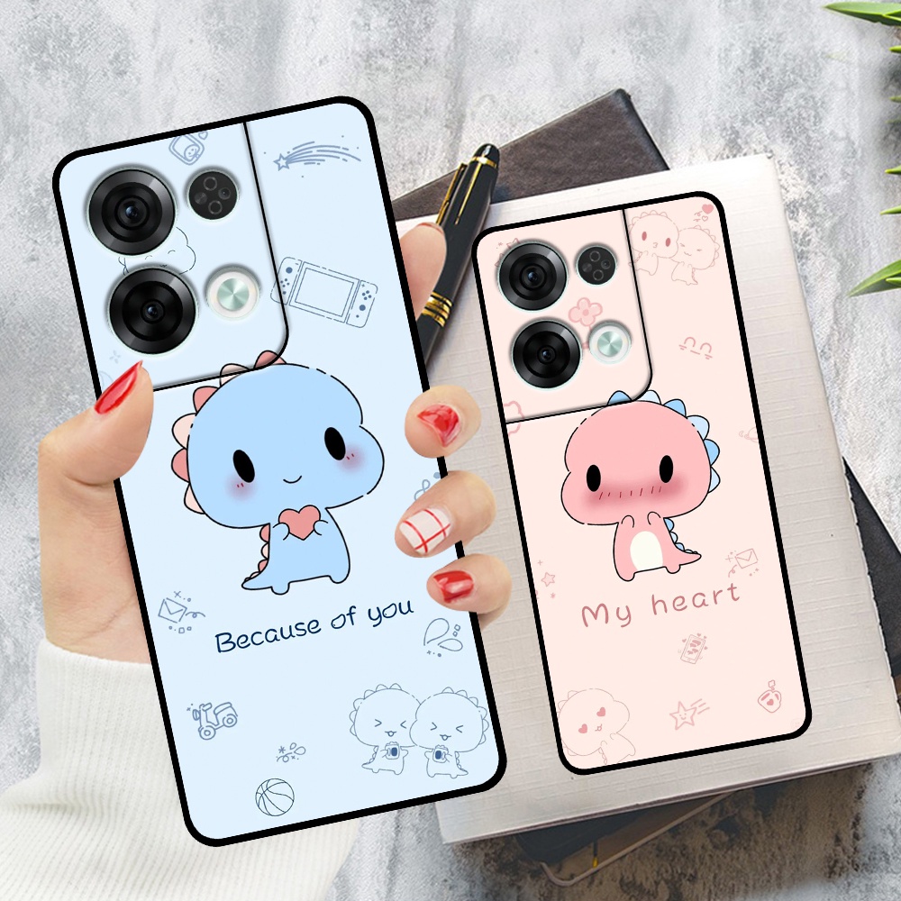 Ốp Oppo Reno 8 4G / Reno 8 5G / Reno 8Z 5G in hình in couple khủng long chibi cute dễ thương