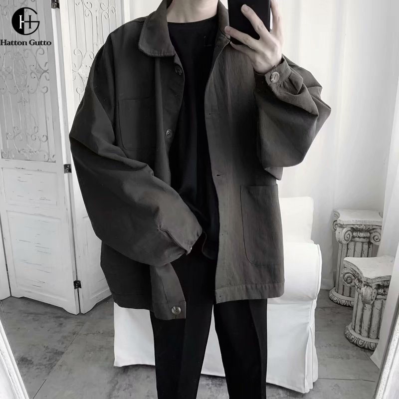 Hatton Gutto COD OOTD  Áo Khoác Tay Dài 100% Cotton Màu Sắc Thời Trang Dành Cho Nam