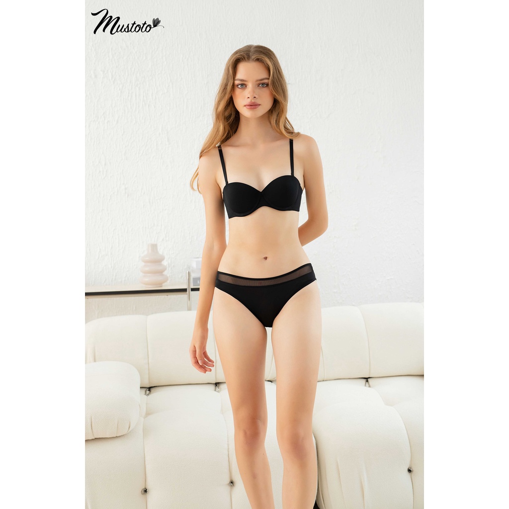 Quần Lót Nữ Lưng Vừa Trơn Phối Ren Lưng Vừa Thoải Mái Petunia (Mustoto MQ46)