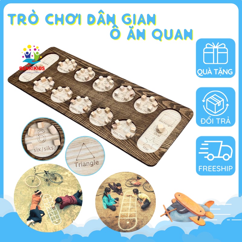 Bàn Cờ Ô Ăn Quan Bằng Gỗ Board Game Trí Tuệ Kết Hợp Học Tiếng Anh Cho Trẻ