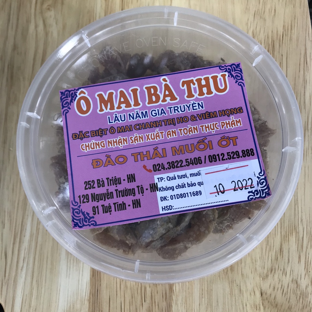 Combo Ômai gồm (02 ômai đào thái muối ớt + 01 ô mai chanh cam thảo Bà Thu), đặc sản ngon số 1 Hà Nội