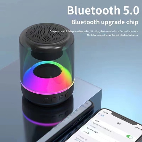 Loa Bluetooth Mini E3052 Có Đèn Led RGB Siêu Đẹp- Loa Trong Suốt- Bảo Hành 12 Tháng