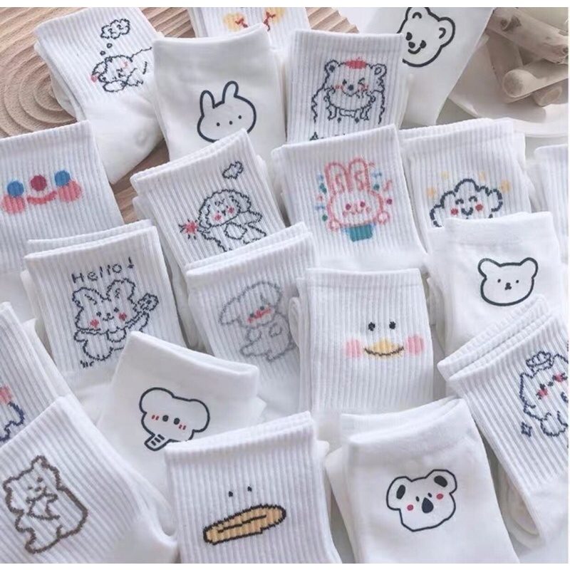 Tất cao cổ trắng hình đơn giản ngẫu nhiên