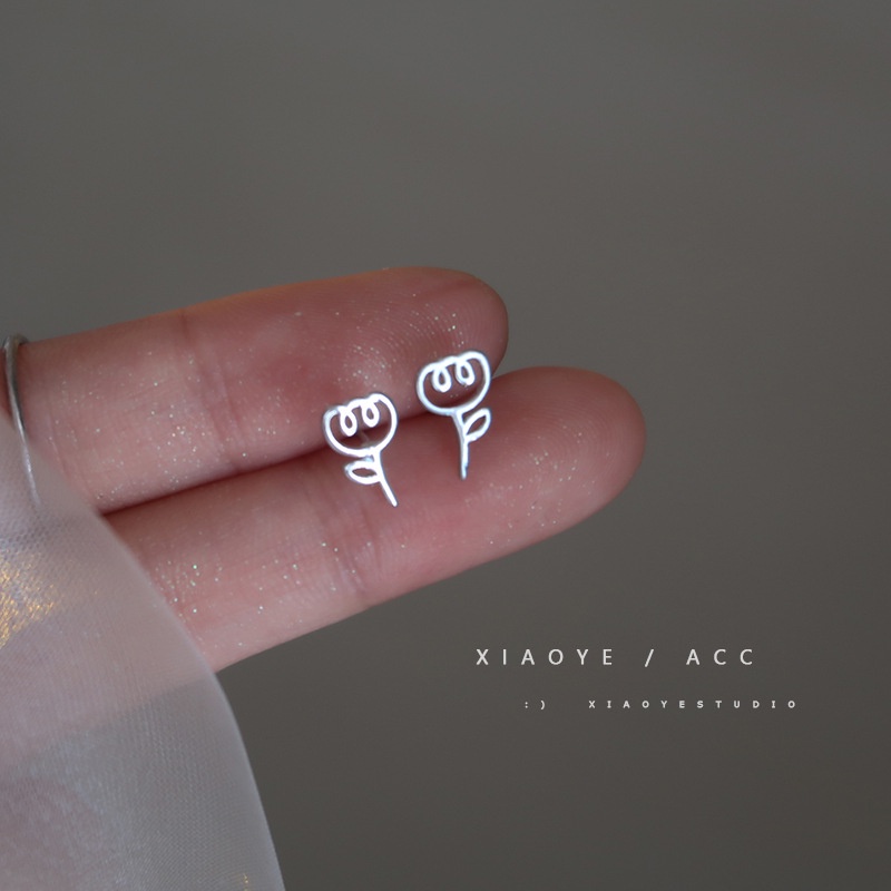 Bông Tai Mạ Bạc 925 Hình Hoa Tulip Phong Cách Mới Cao Cấp G112