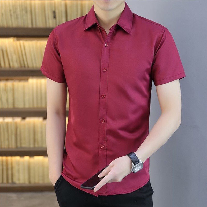 Sơ mi ngắn tay Hàn Quốc màu trắng vải chống nhăn loại đẹp - Xuongmayfatuno555