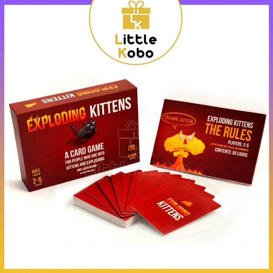 Bài Mèo Nổ Việt Hóa Exploding Kittens Boardgame 154 Lá Chất Giấy Dày Chống Nước Đồ Chơi Trí Tuệ Trẻ Em