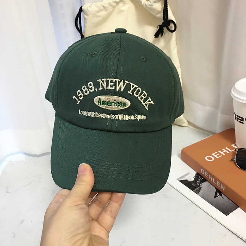 Mũ Lưỡi Trai Cotton Màu Trơn Thêu Chữ New York 1989 Phong Cách Hip Hop Cá Tính