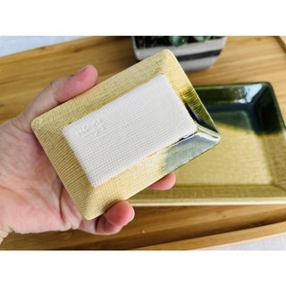 sét khay chữ nhật và dĩa chấm -gốm nhật