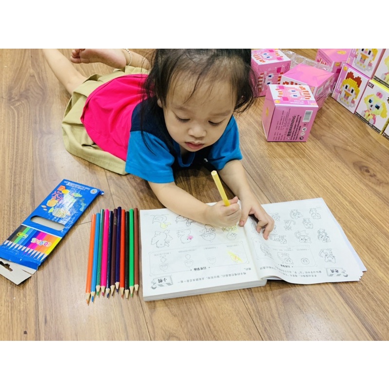 Bộ TÔ MÀU 5000 HÌNH TẶNG KÈM HỘP BÚT MÀU cho bé tập tô chi tiết