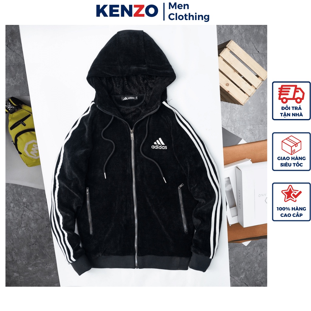 Áo khoác nam mùa đông nhung tăm dày dặn ấm áp cá tính Hàng cao cấp Kenzo KZ07 Áo nam mùa đông mặc nh