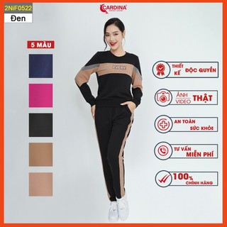 Đồ bộ nữ CARDINA chất nỉ da cá phối màu dáng thể thao cao cấp trẻ trung năng động 2NIF05