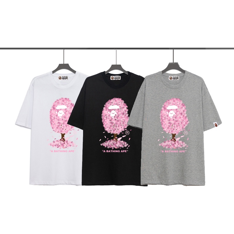 Bap * * Áo Thun Tay Ngắn Dáng Rộng In Hình Đầu Người Hoa Anh Đào Nhật Bản Giới Hạn Thời Trang Mùa Hè Giản Dị