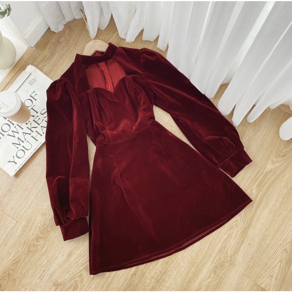 Váy giáng sinh noel - Váy nhung tay bầm khoét ngực siểu xinh cho các nàng đi chơi min_shop_1512