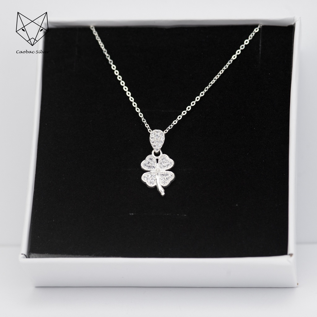 Dây Chuyền Bạc Ta Nữ CaoBac Silver Bốn Lá Đính Đá Lấp Lánh Xinh Xắn Cho Bạn Nữ - Trang Sức Cáo Bạc JEWELLERY
