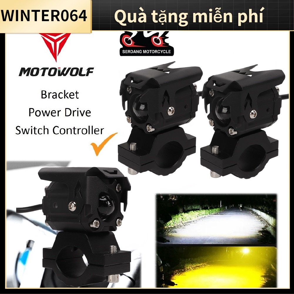 2 chiếc Đèn pha Hai Màu Đèn chiếu sáng LED dành cho xe máy 60W 4500LM Màu kép Độ cao hỗ trợ Pod phụ Winter064