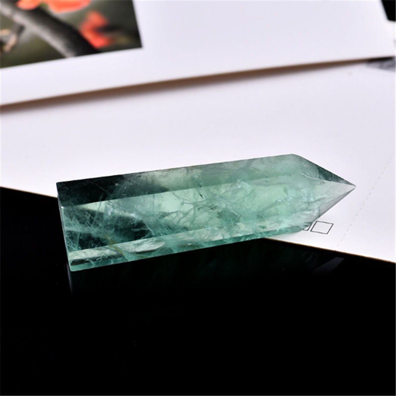 Đá Fluoritemetaphysical 6 Mặt Màu Xanh Lá Tự Nhiên Dùng Trang Trí Bàn Làm Việc Ngoài Trời