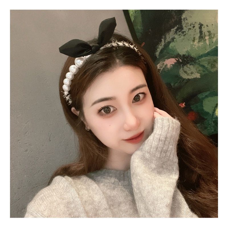 Bờm Cài tóc nữ lolita xinh xắn loại 1 nơ đen thanh lịch dịu dàng ngọt ngào