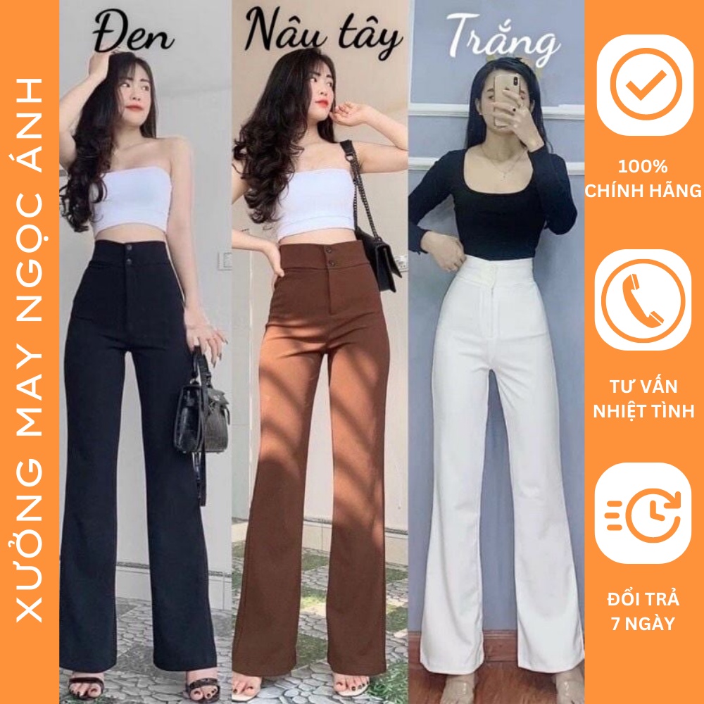 Quần tây ống loe cạp cao dáng dài, quần legging nữ ôm ống loe tôn dáng công sở đi học XƯỞNG MAY NGỌC ÁNH