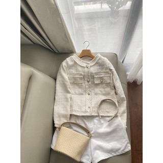 Áo khoác dạ tweed phong cách hàn quốc cho mùa thu đông