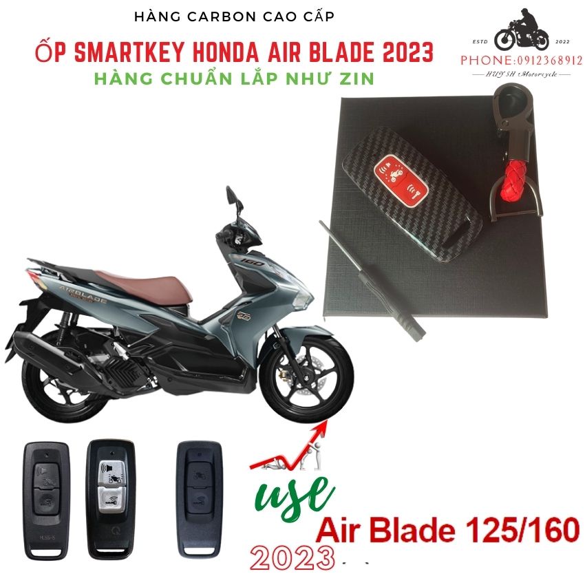 Ốp Chìa Khóa Smartkey Honda Air blade 2023 carbon mã  ,AB 2023