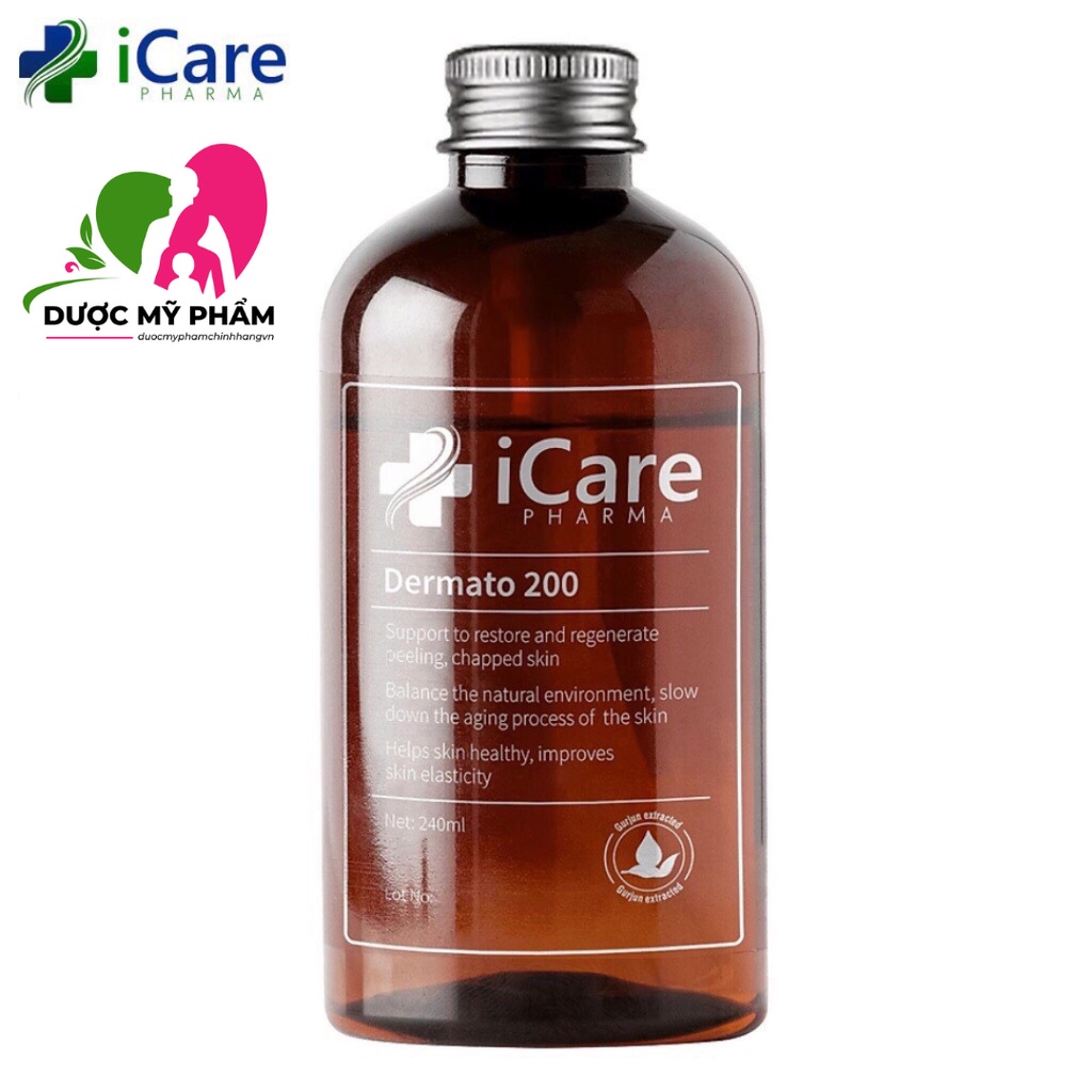 Serum Dermato 200 iCare Pharma Tinh chất ngăn rụng tóc, gàu, nấm da đầu, phục hồi tóc hư tổn 240ml